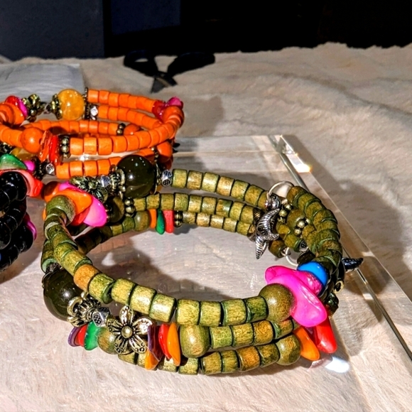 Set (4) BOHEMIAN Wrap Bracelet BOHO Beaded Handmade Charm Bracelets Jewelry - Picture 8 of 9